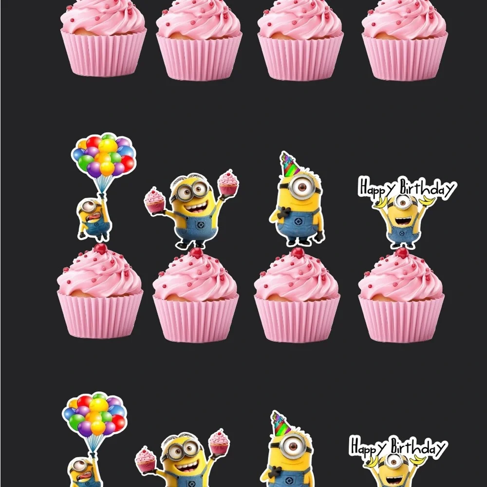 Minion Themed birthday Cupcake Toppers